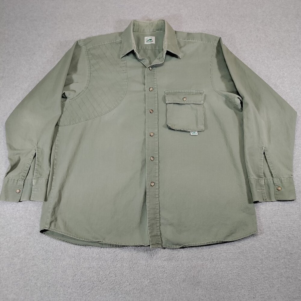 Duxbak Hunting Shooting Shirt Olive Green Quilted Shoulder Button Up No Tag XXL*
